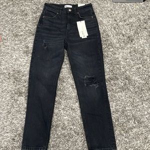 zara high rise ankle length black jeans